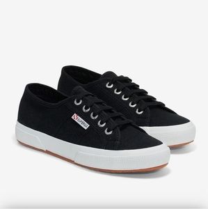 SUPERGA Classic black canvas 3 strap sneaker